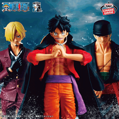 The Shukko One Piece Figures Luffy, Sanji, and Zoro by Banpresto Bandai